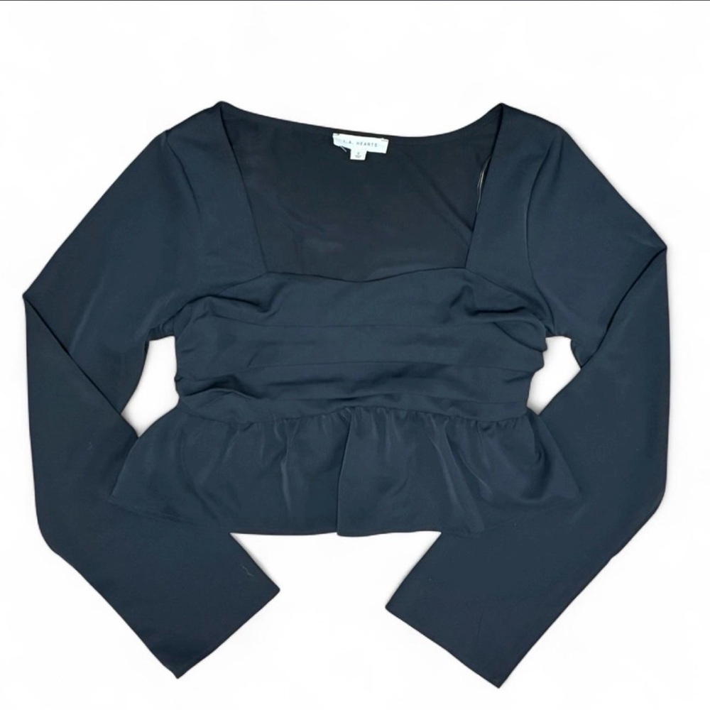 Pacsun LA Hearts Babydoll Long Sleeve Top in Black